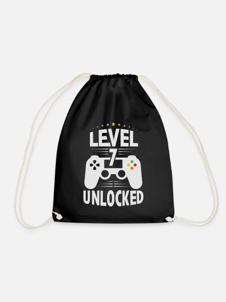 7th birthday, 7 year old birthday gifts - Drawstring Bag - black