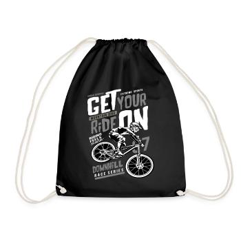 Downhill MTB mountain bike dirt bike enduro - Drawstring Bag - black - Front