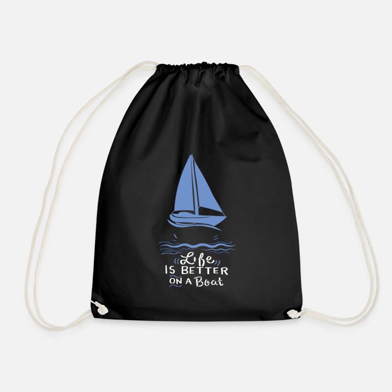 Sailing Sailing Boat - Drawstring Bag - black