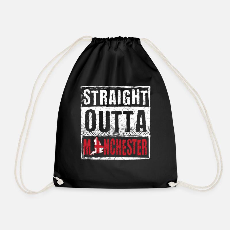 Straight Outta Manchester - Drawstring Bag - black