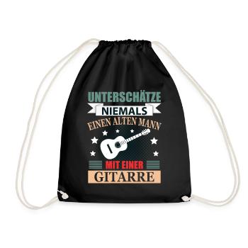 Gitarre Rentner Geschenk Lustig Herren Spruch - Turnbeutel - Schwarz - Vorne
