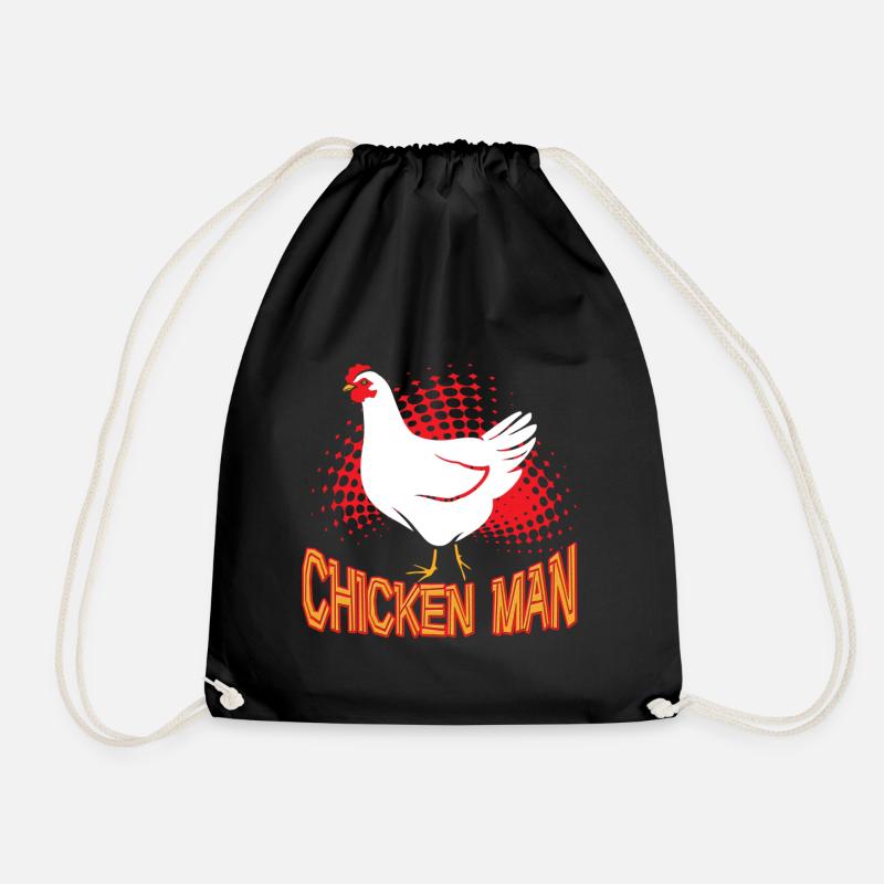 Funny Chicken Man - Drawstring Bag - black