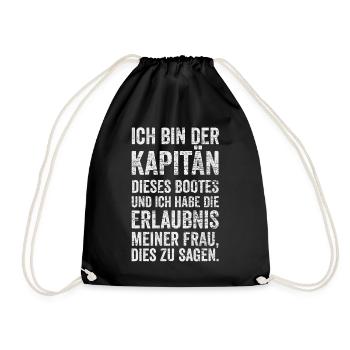 Kapitän Boot Segelboot Segeln Sportbott - Turnbeutel - Schwarz - Vorne