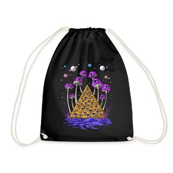 Psychedelic Egyptian Pyramid Psilocybin Mushrooms - Drawstring Bag - black - Front