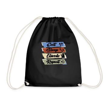 Eat Sleep Climb Repeat Food Climbing Sleep - Drawstring Bag - black - Front