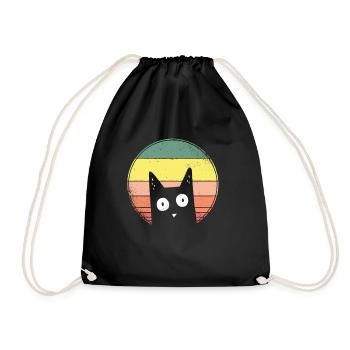 Années 90 rétro rétro drôle, drôle de chat, conception de chat - Sac de sport léger - noir - Devant