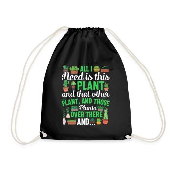 Plants Aiil I Need is Plants Nature Cactus Flower - Drawstring Bag - black - Front