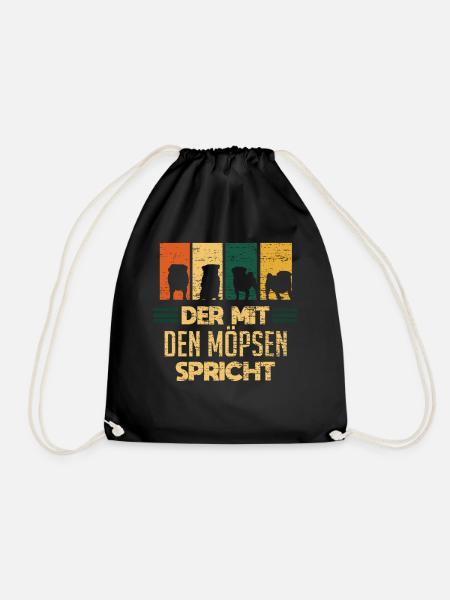 Mops Möpse Hund - Turnbeutel - Schwarz