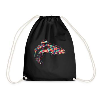 Truite géométrique colorée - Sac de sport léger - noir - Devant