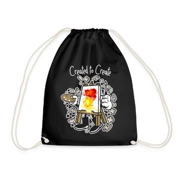 Canvas art easel Created to create - Drawstring Bag - black - Front