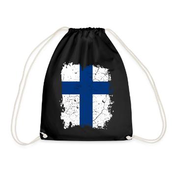 Finland flag - Drawstring Bag - black - Front