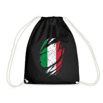 Italienische Flagge - Turnbeutel - Schwarz - Vorne