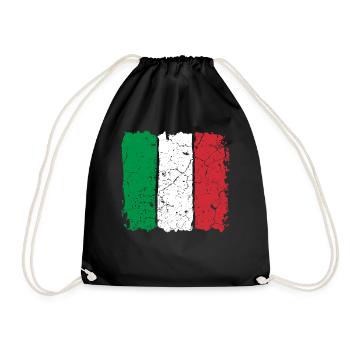 Italy flag - Drawstring Bag - black - Front