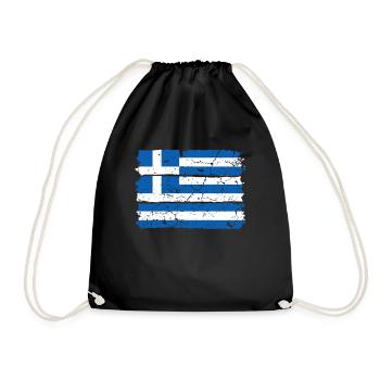 Greece flag - Drawstring Bag - black - Front