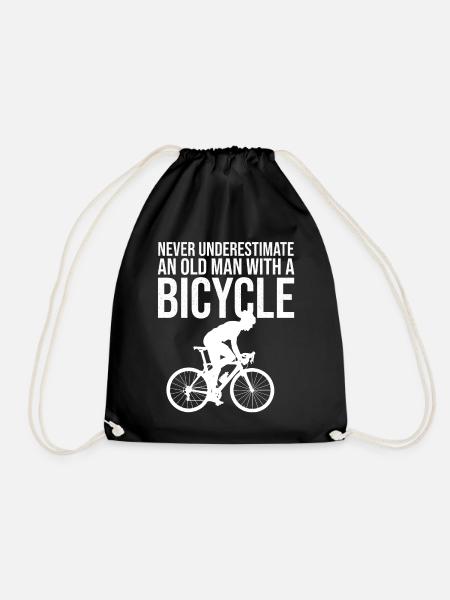 Never Underestimate An Old Man With A Bicycle Tee - Turnbeutel - Schwarz