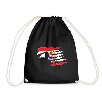 French Polynesia soldier salutes patriot - Drawstring Bag - black - Front