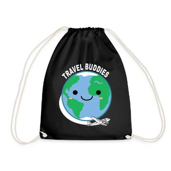 Travel Travel Buddies Traveler Traveling Reisen - Drawstring Bag - black - Front