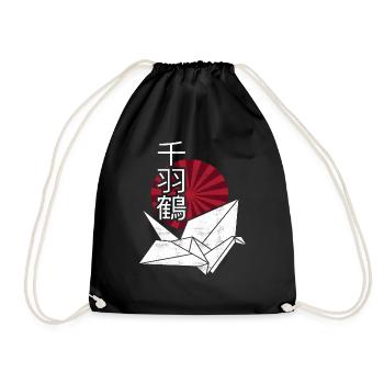Origami Japanese - Drawstring Bag - black - Front