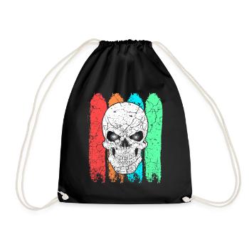 Skull colorful colored - Drawstring Bag - black - Front