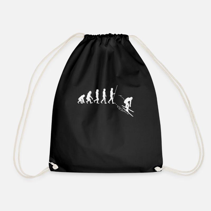 Lustiges Ski Evolution Wintersport Geschenk - Turnbeutel - Schwarz