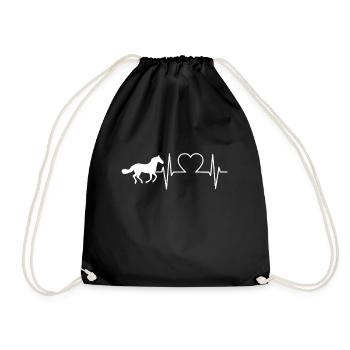 Horses Heartbeat Horse Pony ECG Riding Gift - Drawstring Bag - black - Front