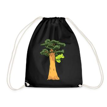 Gecko tree reptile chameleon rainforest nature - Drawstring Bag - black - Front