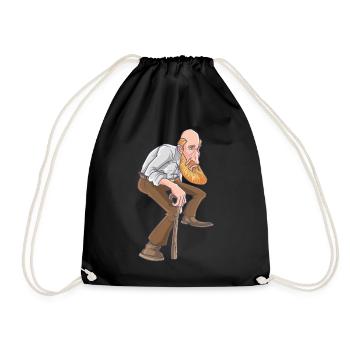 Caricature de vieil homme - Sac de sport léger - noir - Devant