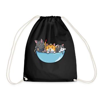 Anime-Ramen-Katze - Turnbeutel - Schwarz - Vorne