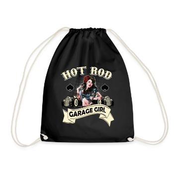 Hot Rod Chick Pin up Girl Rockabilly - Drawstring Bag - black - Front