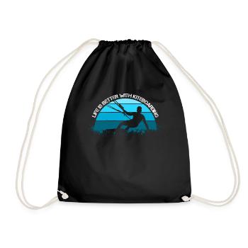 Kitesurf avec kite sur la mer - Sac de sport léger - noir - Devant