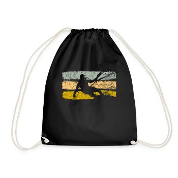 Retro Kiteboard Geschenk - Turnbeutel - Schwarz - Vorne