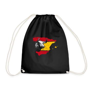 Spanien Flagge mit Stier - Turnbeutel - Schwarz - Vorne