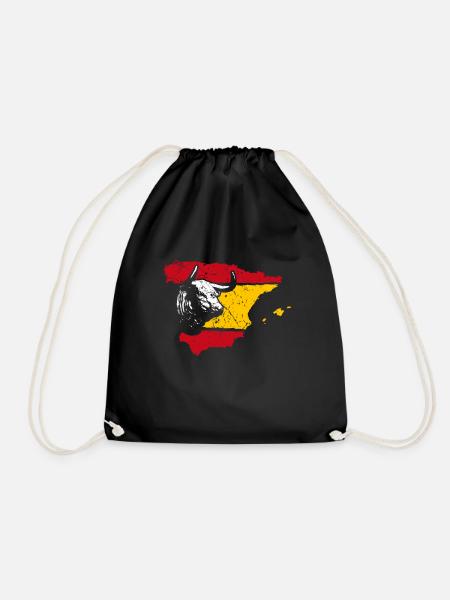 Spanien Flagge mit Stier - Turnbeutel - Schwarz
