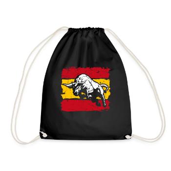 Spain flag with bull - Drawstring Bag - black - Front