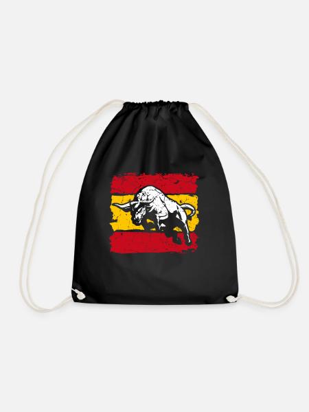 Spanien Flagge mit Stier - Turnbeutel - Schwarz