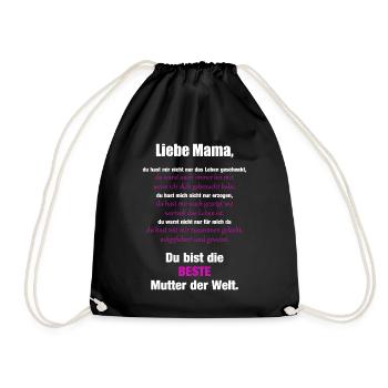 Beste Mama Schöne Worte Geschenk für Mutter Damen - Turnbeutel - Schwarz - Vorne
