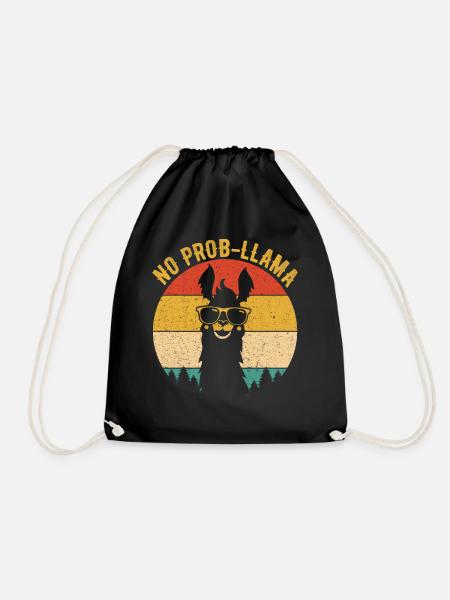 NO PROB-LLAMA Shirts Vintage Llama Alpaca - Turnbeutel - Schwarz