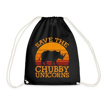 Funny Save the Chubby Unicorns Fat Rhino Vintage - Drawstring Bag - black - Front