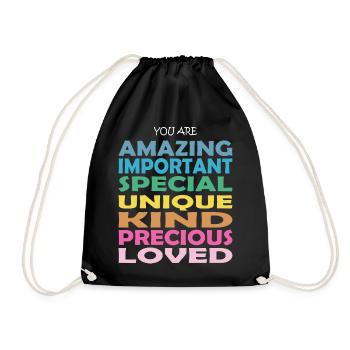 YOU ARE AMAZING LOVED. Motivational Sayings. - Turnbeutel - Schwarz - Vorne