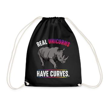 Real Unicorns have curves - Drawstring Bag - black - Front