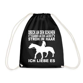 Reiten Reiterrinnen Reitsport Reitverein Reiter - Turnbeutel - Schwarz - Vorne