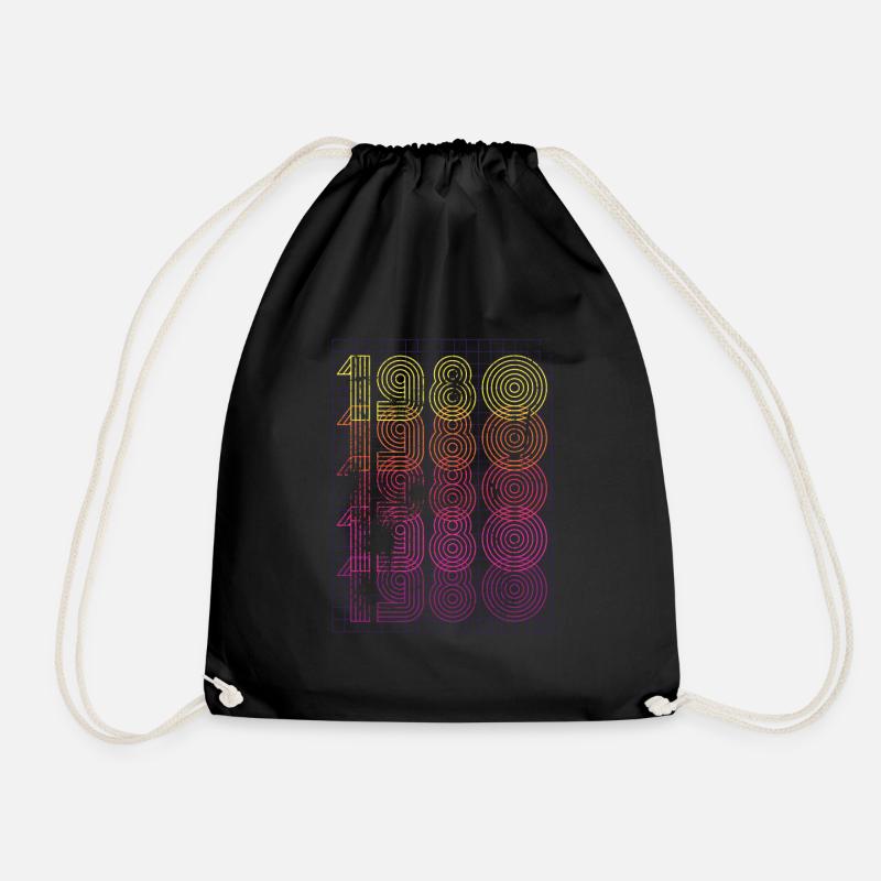 1980, 40th birthday, birthday, gift, ideas - Drawstring Bag - black