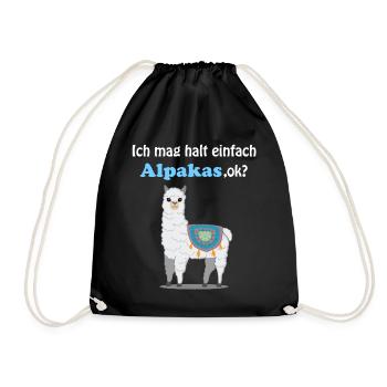 Lama Alpaka Spruch Geschenk Damen Herren Kinder - Turnbeutel - Schwarz - Vorne