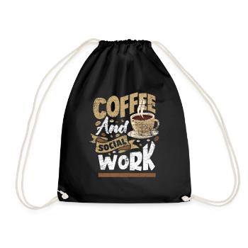 Coffee social work - Drawstring Bag - black - Front