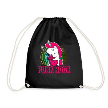 Punk music unicorn girl punk rock anarchy - Drawstring Bag - black - Front
