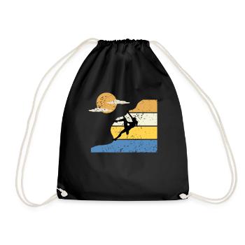 Women climbing bouldering climber climbing sport - Drawstring Bag - black - Front