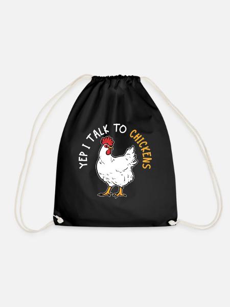 chicken - Drawstring Bag - black