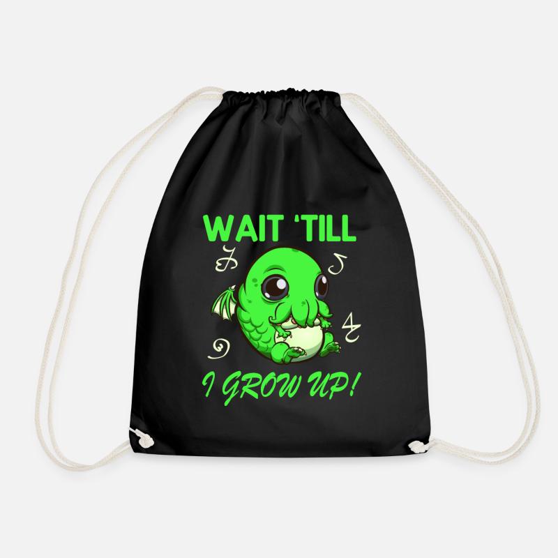 Funny cute baby cthulhu - Drawstring Bag - black
