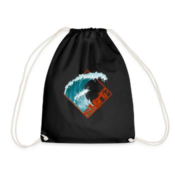 Surf wave surfer surfers - Drawstring Bag - black - Front