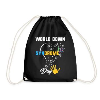 World Down Syndrome Day Awareness Socks Down - Drawstring Bag - black - Front